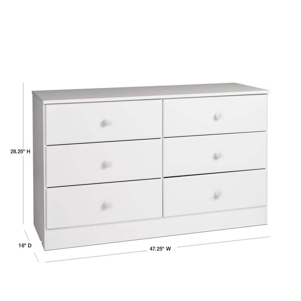 White Double Dresser with Extra Deep Drawers and Roller Glides