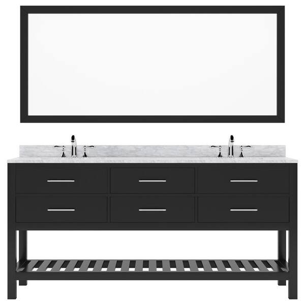 Virtu USA Caroline Estate 72 in. W x 22 in. D x 34 in. H Double Sink Bath Vanity in Espresso with Marble Top and Mirror