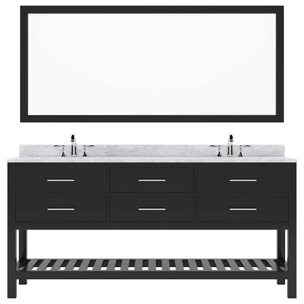 Virtu USA Caroline Estate 72 in. W x 22 in. D x 34 in. H Double Sink Bath Vanity in Espresso with Marble Top and Mirror