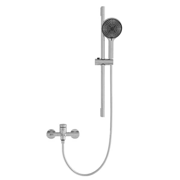 Single Handle 2-Spray Wall Mounted Bathtub Faucets Tub and Shower Faucet Filler with Diverter 1.59 GPM in Chrome