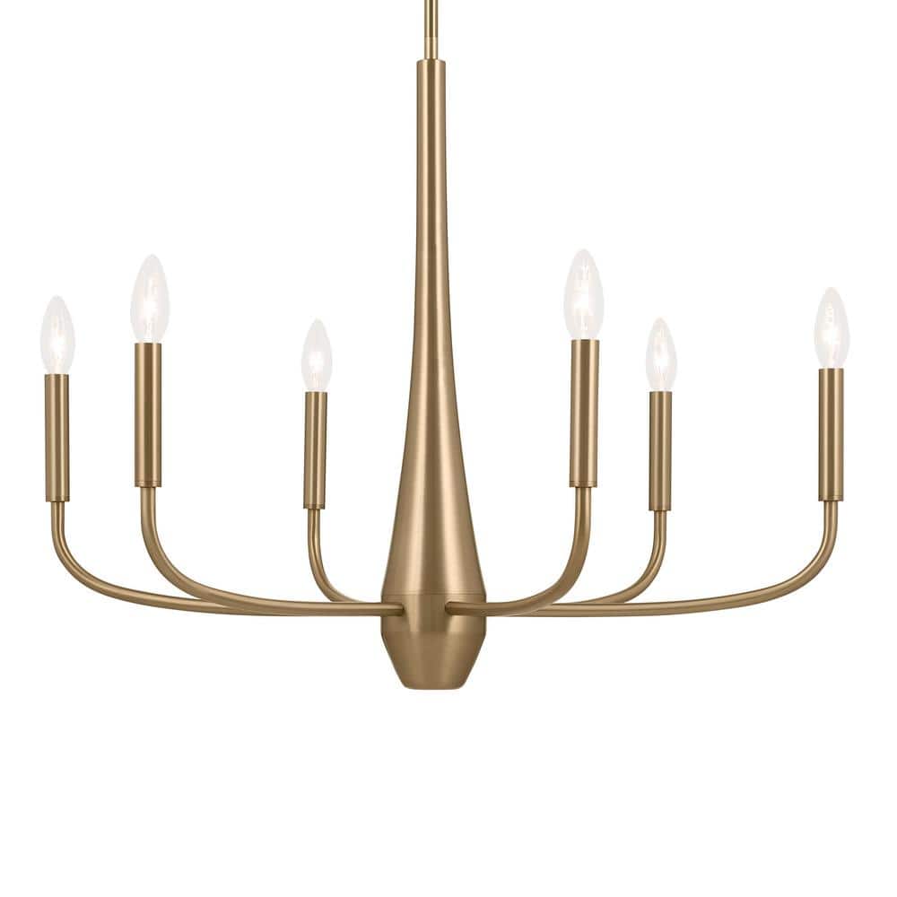 Champagne Bronze 6-Light Modern Chandelier, 28" x 22.5"