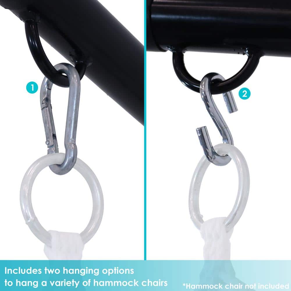 Black Powder-Coated Steel C-Stand Hammock Chair Stand