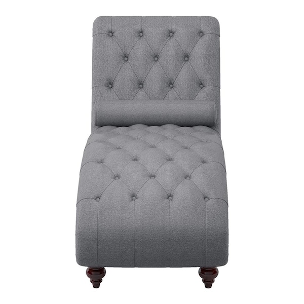 EVERGLADE HOME Keller Dark Gray Tufted Chaise with Pillow