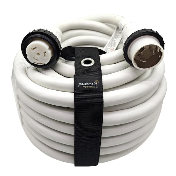 parkworld 100 ft. 6/4 50A 125/250-Volt Twist Lock SS2-50 Maine Shore Power Cordsets Outdoor 50 Amp Marine/Boat Extension CordWhite