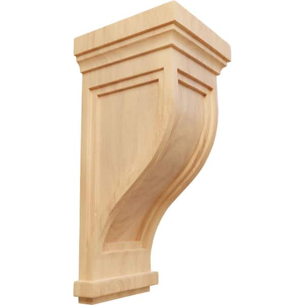 Ekena Millwork 8 in. x 7-1/2 in. x 17 in. Unfinished Wood Red Oak Charleston Mission Corbel