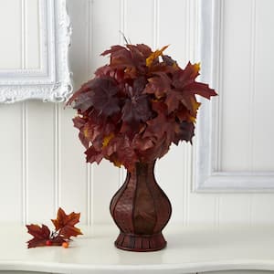 24in. Autumn Maple Leaf Artificial Plant in Decorative Planter