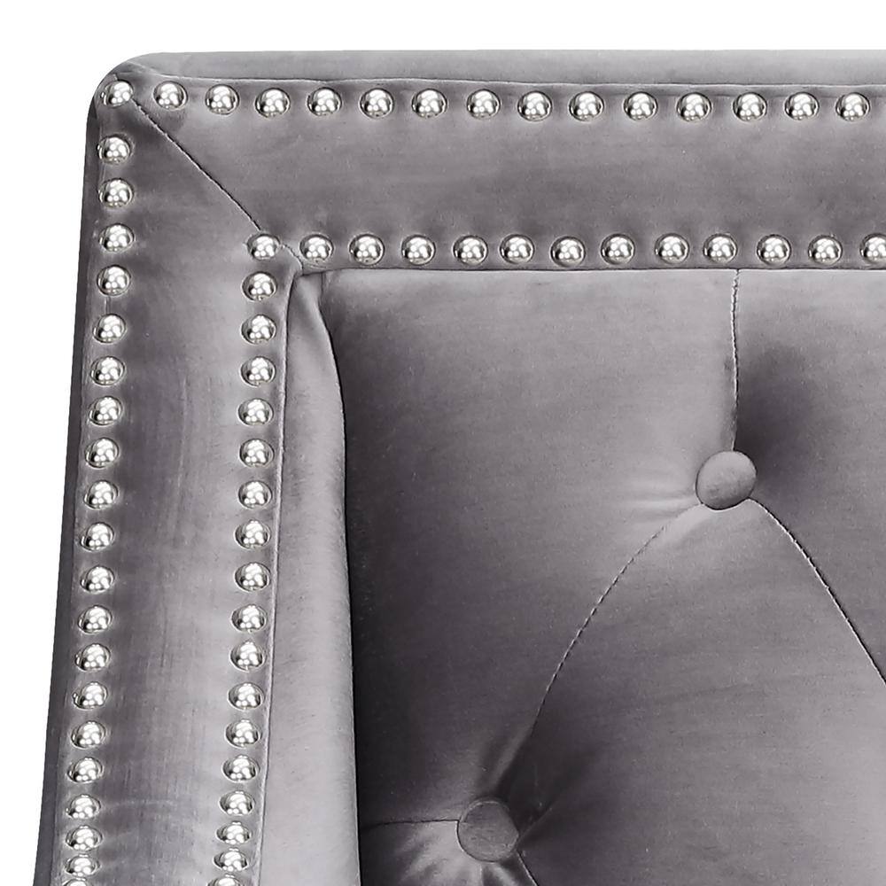 Teagan 30'' Gun Metal Gray Velvet Transitional Accent Chair