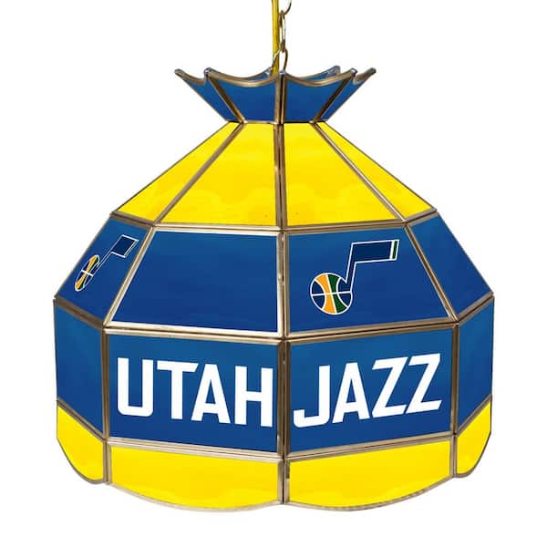 Trademark Global Utah Jazz NBA 16 in. Nickel Hanging Tiffany Style Lamp