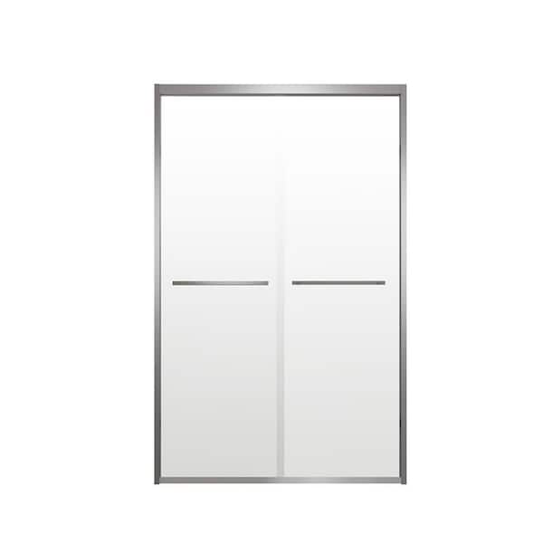 48 in. W x 76 in. H Double Sliding Aluminum Framed Shower Door in Chrome with Clear Tempered Glass