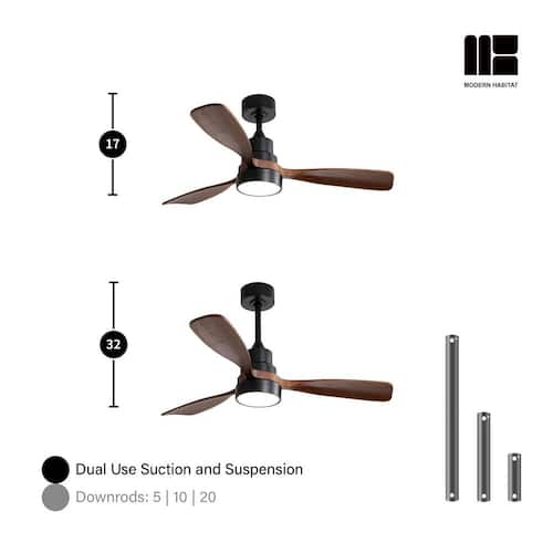 AuraVista 48 in. Indoor walnut blades Ceiling Fan with LED Light Bulbs and Remote Control Ceiling Fans
