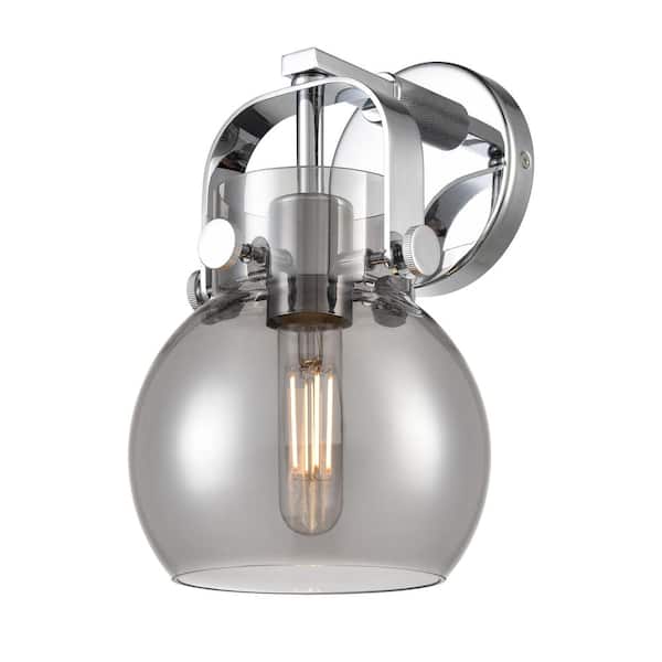Innovations Pilaster II Sphere 6.5 in. 1-Light Polished Chrome Wall Sconce with Glass Shade