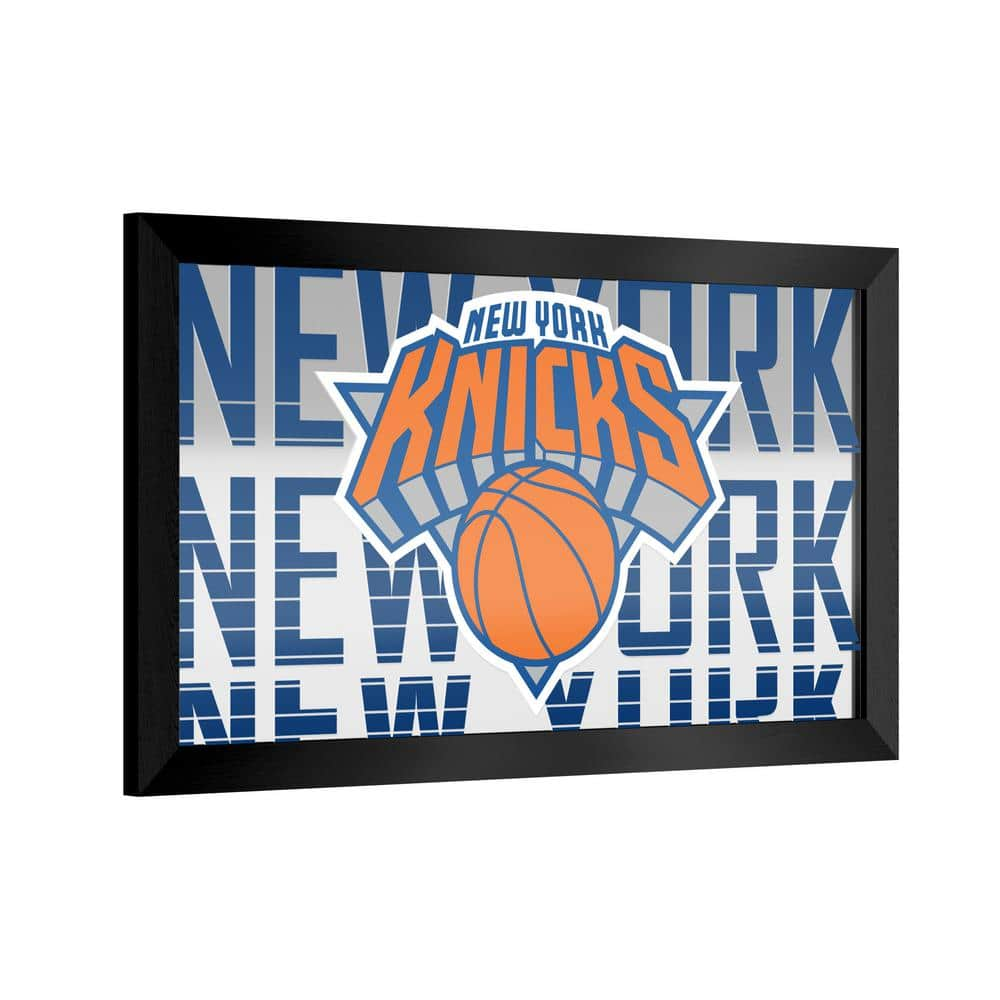 New York Knicks City 26 in. W x 15 in. H Wood Black Framed Mirror ...