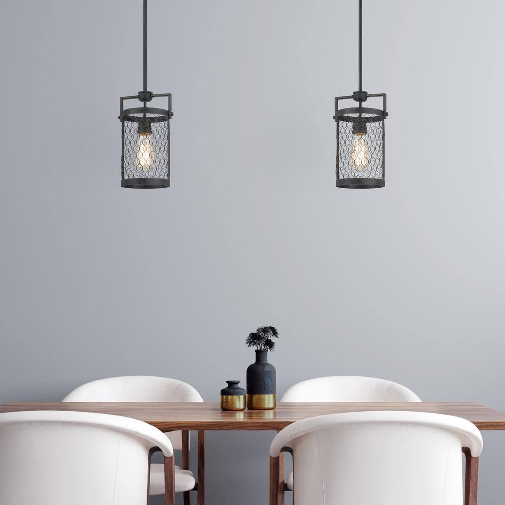 Cooper Mini Pendant in Gilded Iron with Seaside Oak Accent
