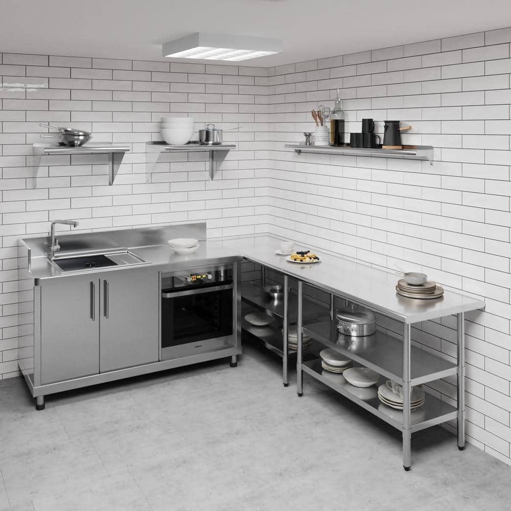 60" Stainless Steel Wall Shelf with Brackets