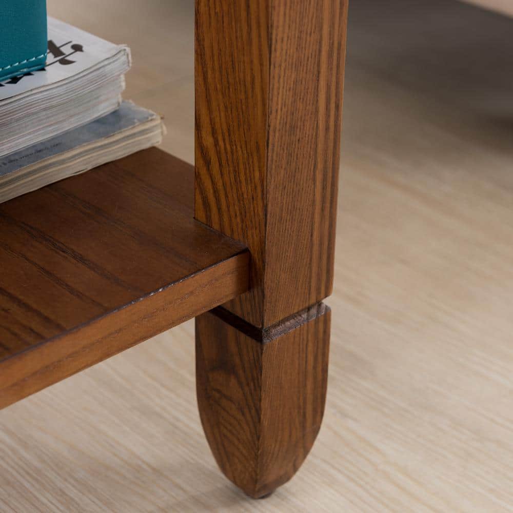 Rustic Oak and Slate Rectangular End Table