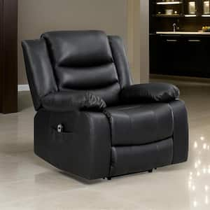 Black Faux Leather Power Lift Recliner with Solid Wood