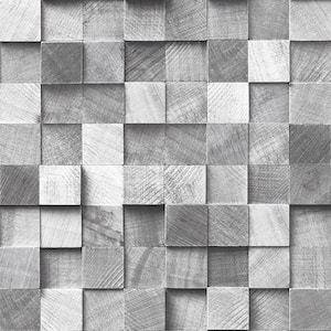 Tevye Grey Wood Geometric Paper Strippable Wallpaper (Covers 56.4 sq. ft.)
