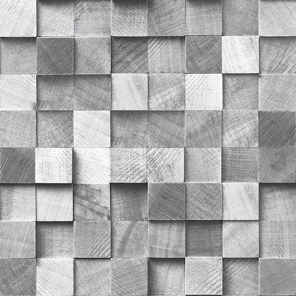 ESTA Home Tevye Grey Wood Geometric Paper Strippable Wallpaper (Covers 56.4 sq. ft.)