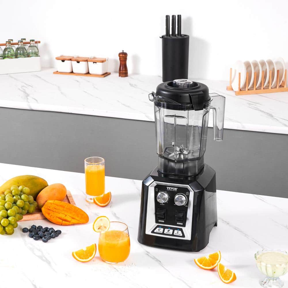 VEVOR Black Stainless Steel Commercial Countertop Blender with Variable Speed