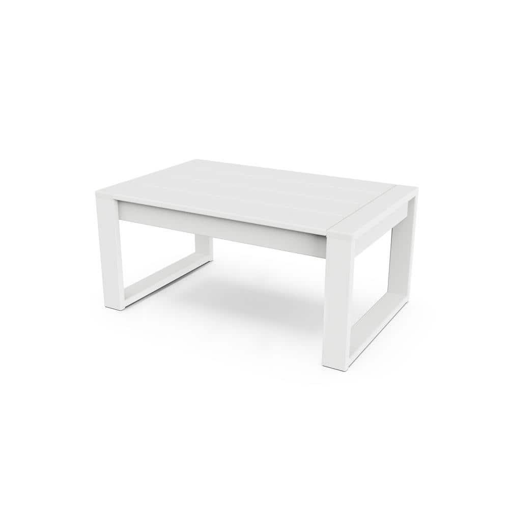 POLYWOOD EDGE White Plastic Outdoor Coffee Table 4609-WH - The Home Depot