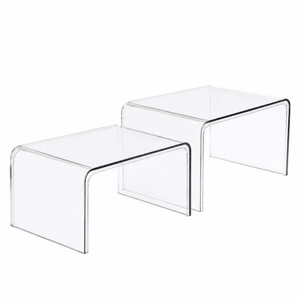 Clear Cabinet Organizer Shelf, Set of 2 for Kitchen Pantry, Countertop Storage and Display Shelving