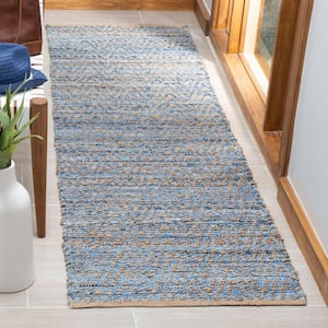 Cape Cod Natural/Blue 2 ft. x 8 ft. Gradient Striped Runner Rug