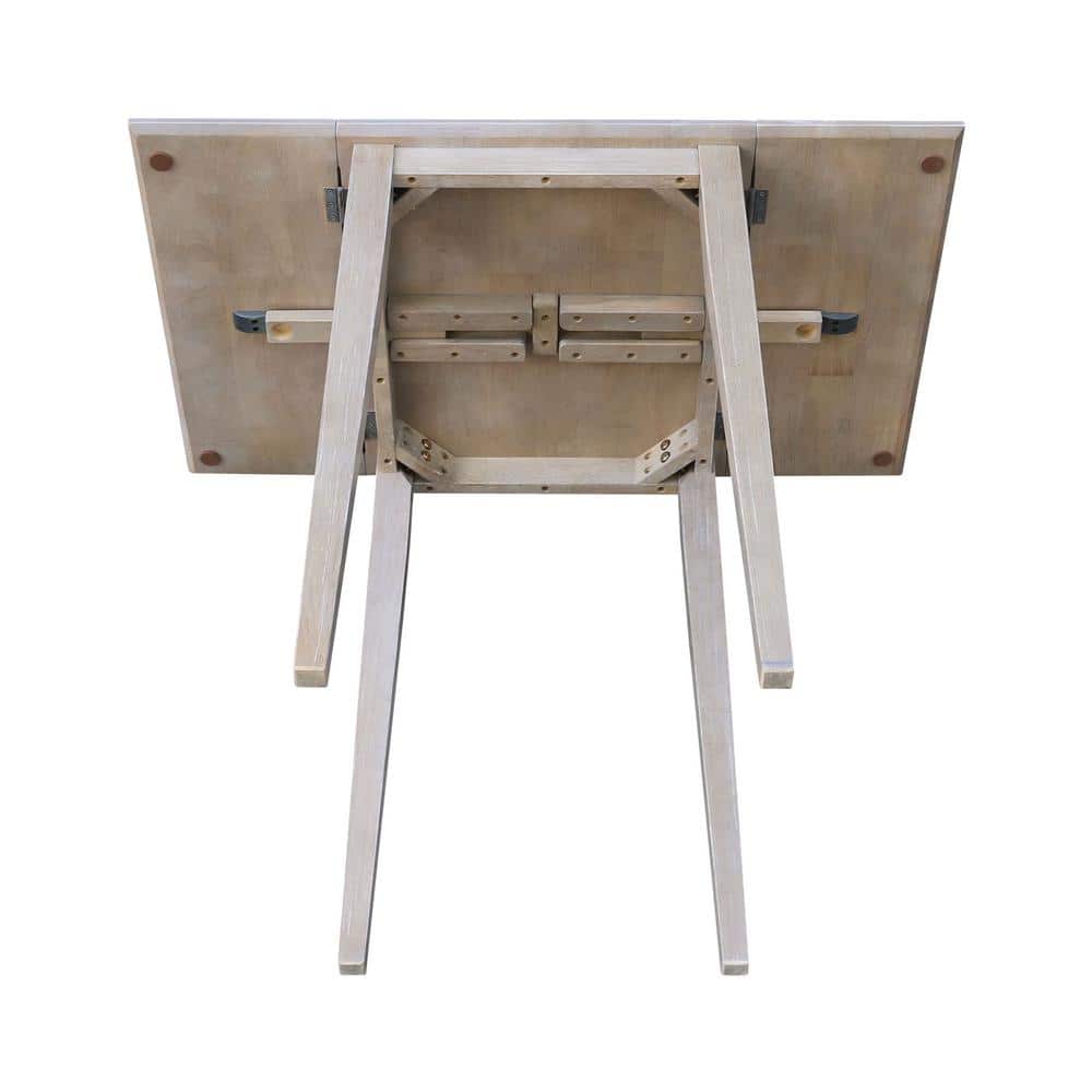 Elegant Washed Gray Taupe Solid Wood Extendable Dropleaf Dining Table
