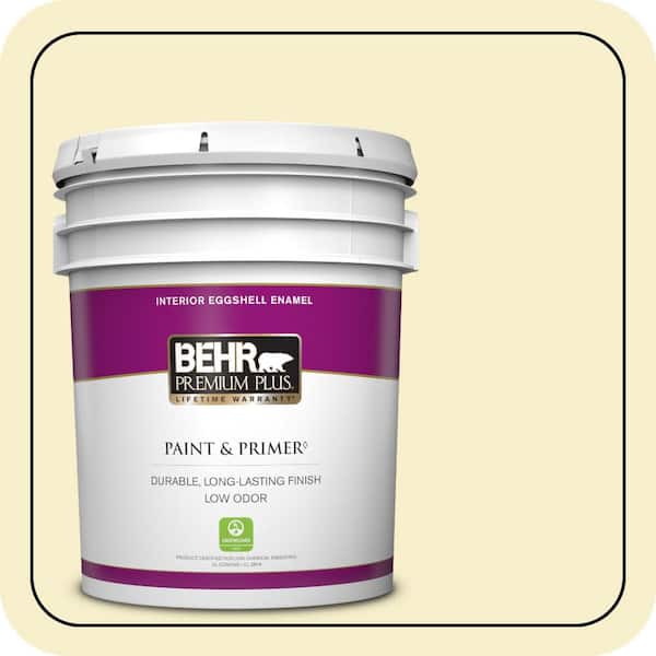 BEHR PREMIUM PLUS 5 gal. #ECC-11-1 Daybreak Sun Eggshell Enamel Low Odor Interior Paint & Primer