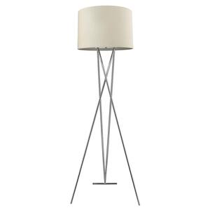 Trition 68 in. 1-Light Polished Chrome Tripod Floor Lamp With Latte Linen Shade