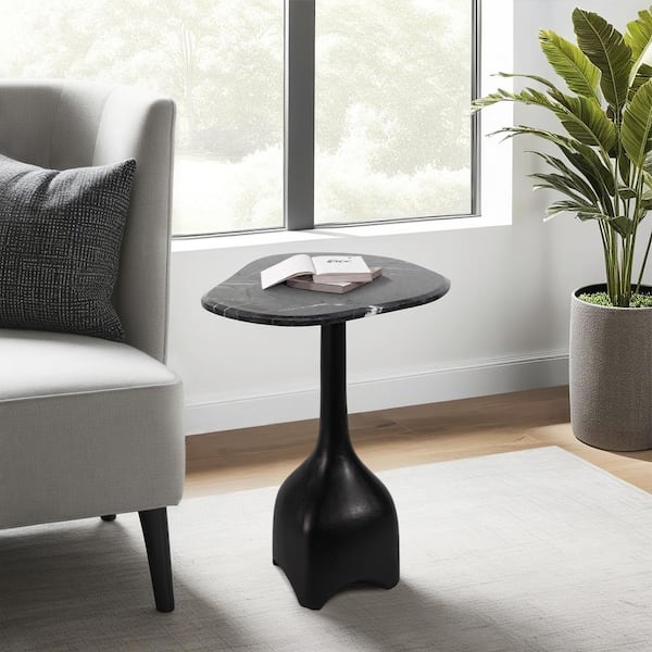 17 in. Black Marble Accent Table
