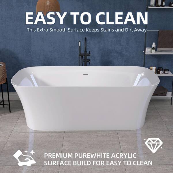 Zeafive 67 in. x 30.71 in. Rectangular Soaking Bathtub Flatbottom