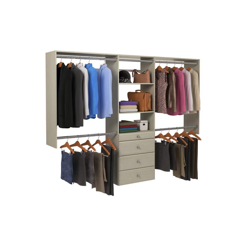 Weathered Grey Deluxe Closet Organizer Kit with Drawers