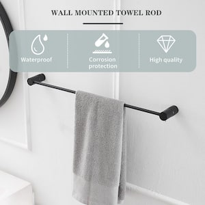 4-Piece Bath Hardware Set with Towel Bar Towel Hook and Toilet Paper Holder in Matte Black