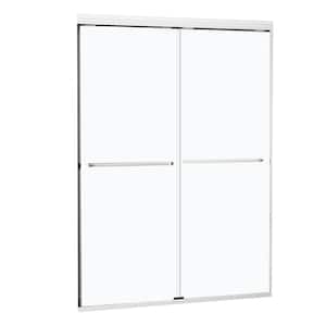 60 in. W x 72 in. H Sliding Semi-Frameless Shower Door in Silver with 3/8 in. Clear Glass