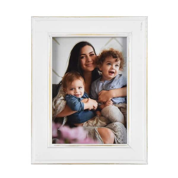 Fetco Longwood Rustic White 5 in. x 7 in. Picture Frame (Set of 2)
