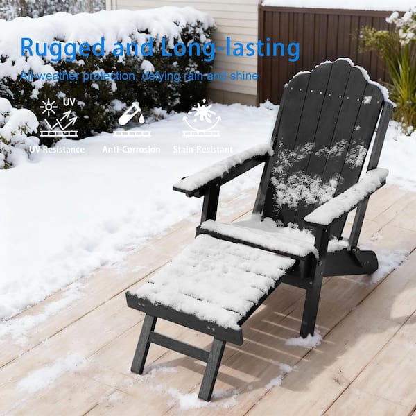 SANLUCE Black Plastic 3-Position Adjustable Folding Adirondack