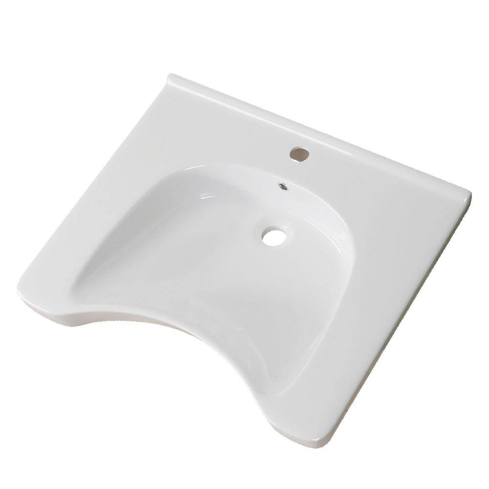 29.5 in. ADA Compliant Ceramic Sink Wall-Hung Accessible Sink for Wheelchair with White Drain & Overflow & Handles price history on PriceWatchPro