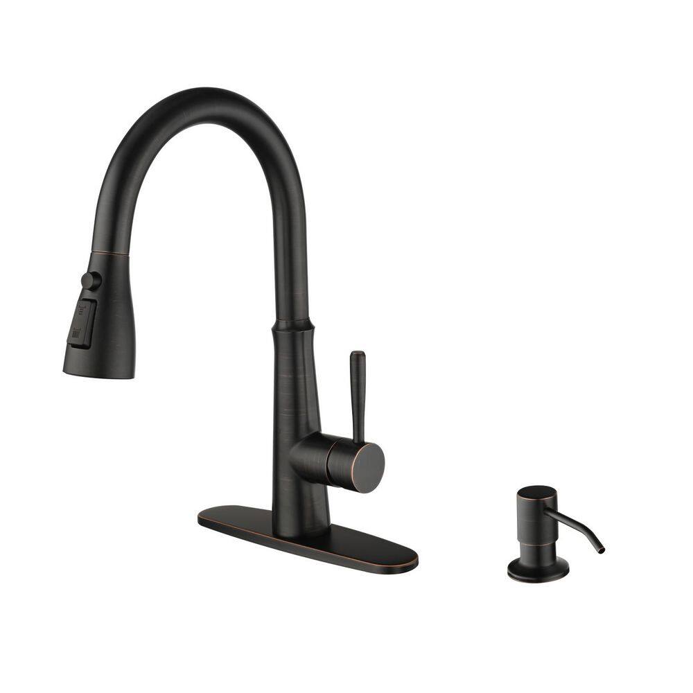 3 Spray Patterns Single Handle Pull Down Sprayer Kitchen Faucet with Soap Dispenser in Oil Rubbed Bronze price history on PriceWatchPro