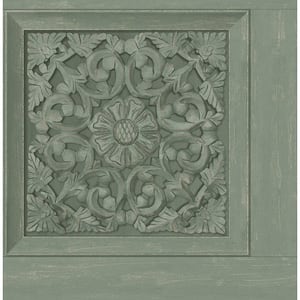Albie Moss Carved Panel Matte Non-pasted Paper Wallpaper