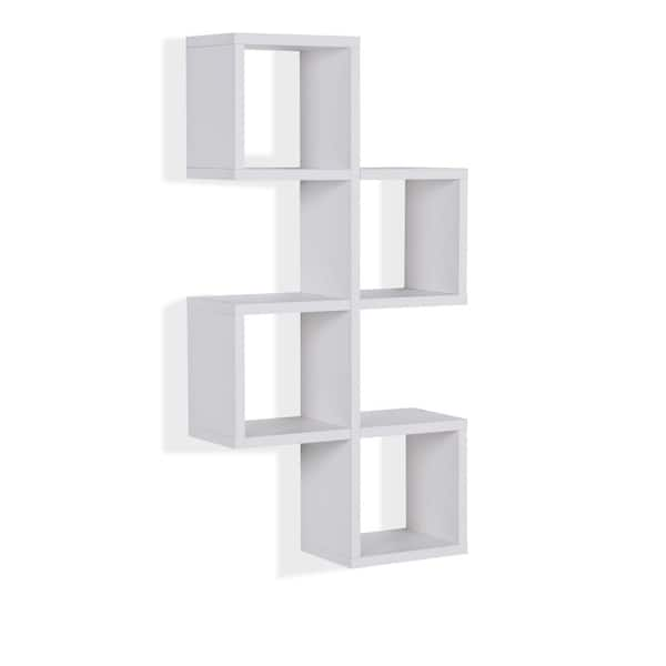 DANYA B White MDF Cubby Chessboard Floating Wall Shelf XF160707WH