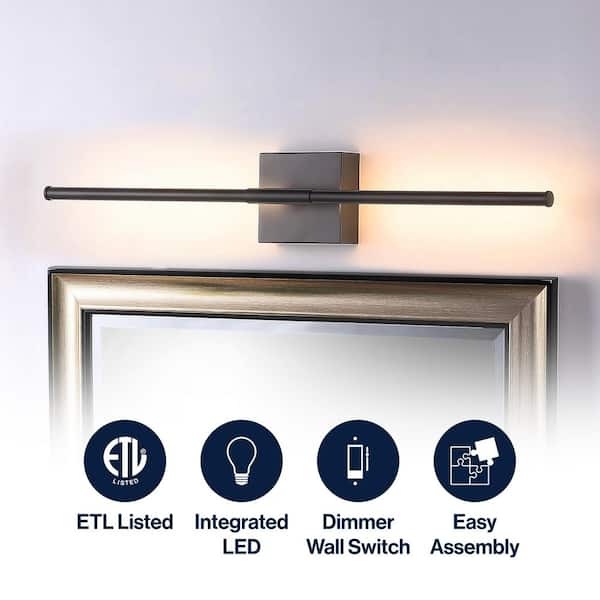 JONATHAN Y Makena 28 in. 1-Light Black Metal Dimmable