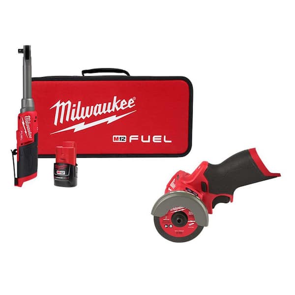M12 FUEL 12V Lithium-Ion 3/8 in. Brushless Cordless Ratchet Extended Reach High Speed Kit with Cut Off Saw