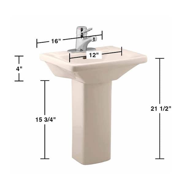 Renovators Supply Manufacturing Kinde 21 1 2 In Height Child Pedestal Bathroom Sink Biscuit Vessel With Overflow 10792 The Home Depot - How To Measure A Bathroom Pedestal Sink