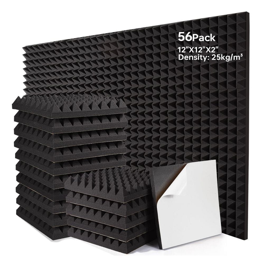 1in. T x 1ft. x 1ft. Black High Density Acoustic Foam Sound Absorbing Panel 56-Pack Self-Adhesive price history on PriceWatchPro