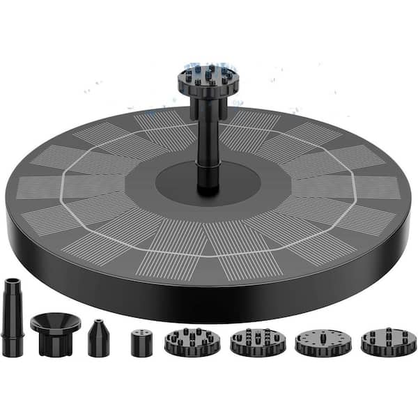 Solar Bird Bath Fountain Pump w/ 6 Nozzles 6.7 Eco-Friendly Solar Powered Water Fountain for Garden Ponds Pool Aquarium