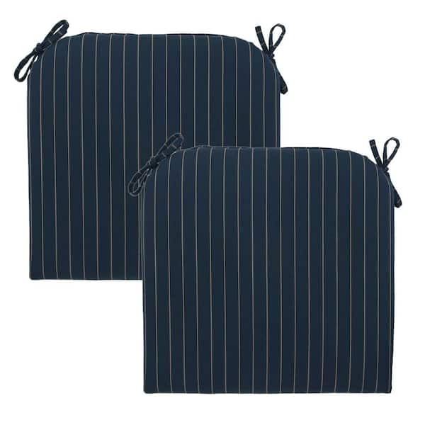 Hampton Bay Midnight Stripe Rapid-Dry Deluxe Outdoor Seat Cushion (2-Pack)
