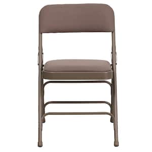 Beige Fabric/Beige Frame Metal Folding Chair (2-Pack)