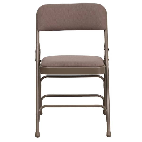 Carnegy Avenue Beige Fabric/Beige Frame Metal Folding Chair (2-Pack)