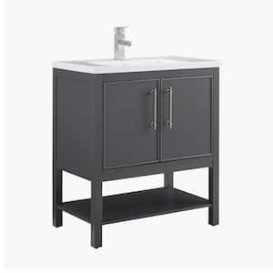 Taylor 30 in. W x 18.5 in. D x 34.5 in. H Bath Vanity in Dark Gray with Ceramic Vanity Top in White with White Sink