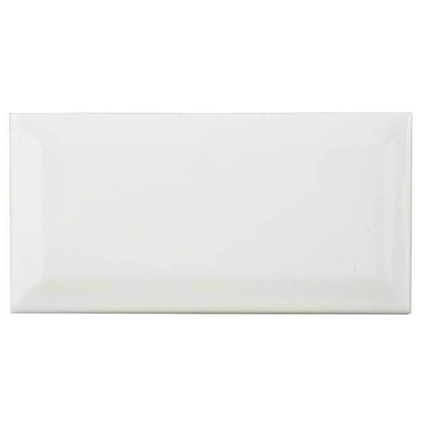 Merola Tile Plaqueta Biselada Blanco 3 in. x 6 in. White Ceramic Wall Tile (1 sq. ft. / pack)